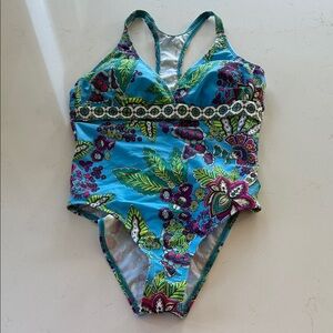 Next Blue and Green Floral Women's Swim One Piece NWOT